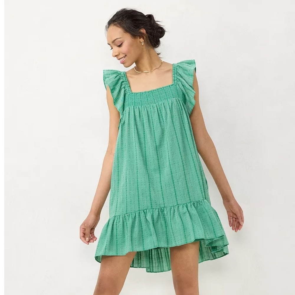 Women's LC Lauren Conrad Smocked Ruffle Sleeve Midi Dress
